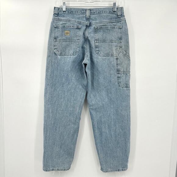 VTG Lee Dungarees Thrashed Distressed Carpenter Jeans Mens Size 32x30 Light Wash - Picture 2 of 12
